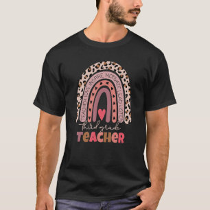 Third Grade Teacher Teach Love Inspire Boho Rainbo T-Shirt