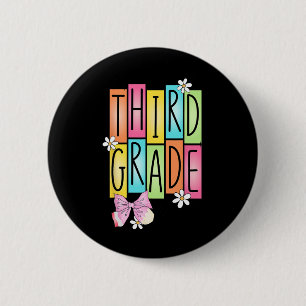 Third Grade Team Retro Coquette Back To School Gir 6 Cm Round Badge