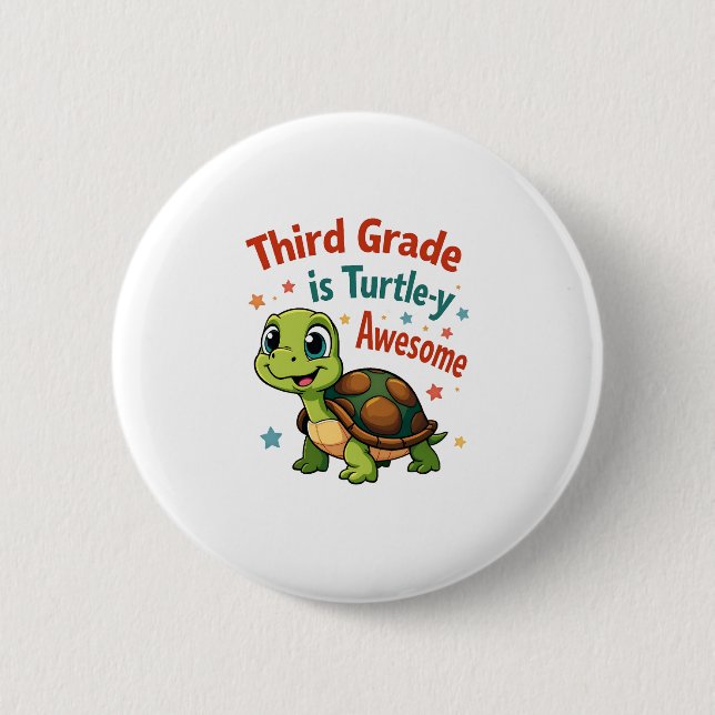 Third grade Turtle-y Awesome 3rd Grade Back to Sch 6 Cm Round Badge (Front)