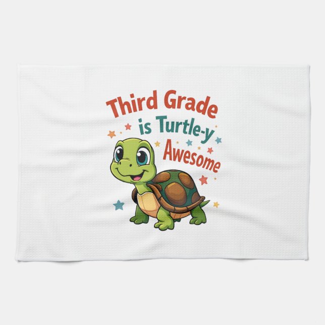 Third grade Turtle-y Awesome 3rd Grade Back to Sch Tea Towel (Horizontal)
