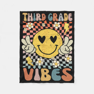 Third Grade Vibes 3rd Grade Retro Teacher 1st Day Fleece Blanket