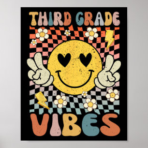 Third Grade Vibes 3rd Grade Retro Teacher 1st Day  Poster