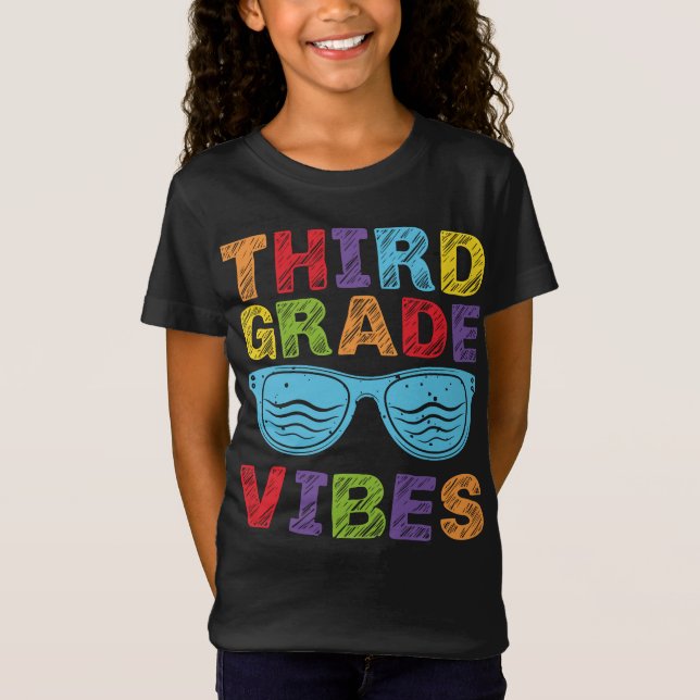 Third Grade Vibes - 3rd Grade Team Retro 1st Day T-Shirt (Front)
