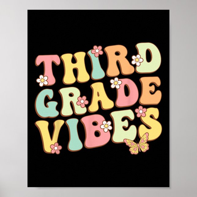 Third Grade Vibes Hello Team 3rd Grade Teacher Kid Poster (Front)