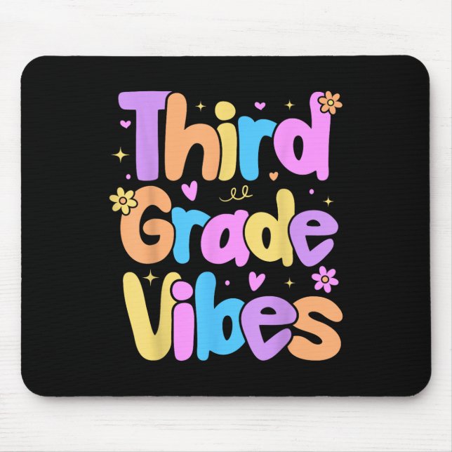 Third Grade Vibes Kids Back To School Preppy Graph Mouse Pad (Front)