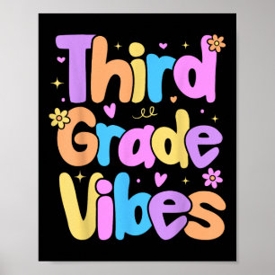 Third Grade Vibes Kids Back To School Preppy Graph Poster