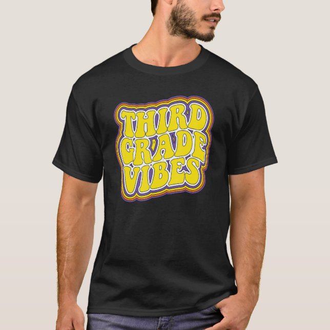 Third Grade Vibes Retro Back To School New 3rd Gra T-Shirt (Front)