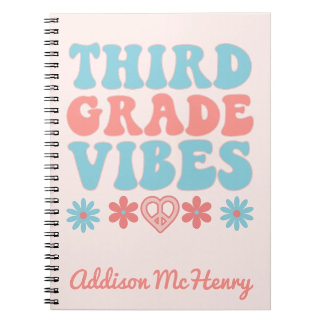 Third Grade Vibes - Retro Back To School Notebook (Front)