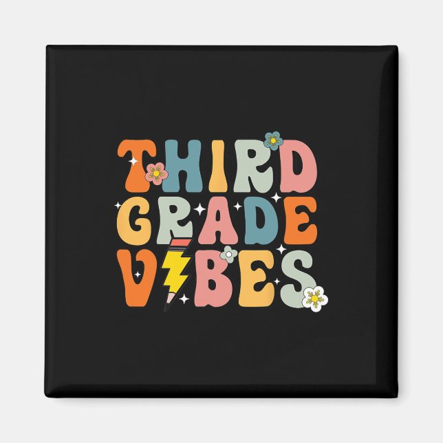 Third Grade Vibes Shirt 3rd Retro Back To School K Magnet (Front)