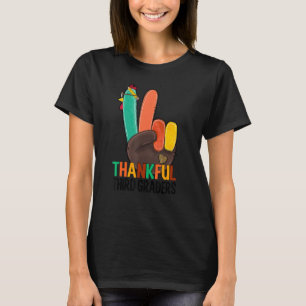 Third Graders Thankful Peace Sign Turkey Hand Cool T-Shirt
