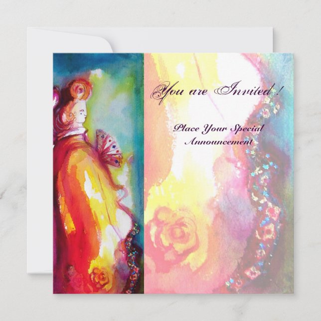 THIRD MASK masquerade ball ,gold red yellow blue Invitation (Front)