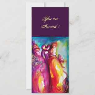 THIRD MASK masquerade ball ,gold red yellow blue Invitation