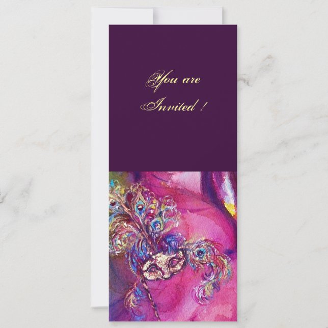 THIRD MASK masquerade ball ,gold red yellow blue Invitation (Front)