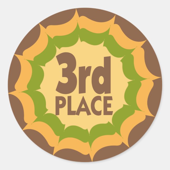 Third Place Ribbon Winner Classic Round Sticker (Front)