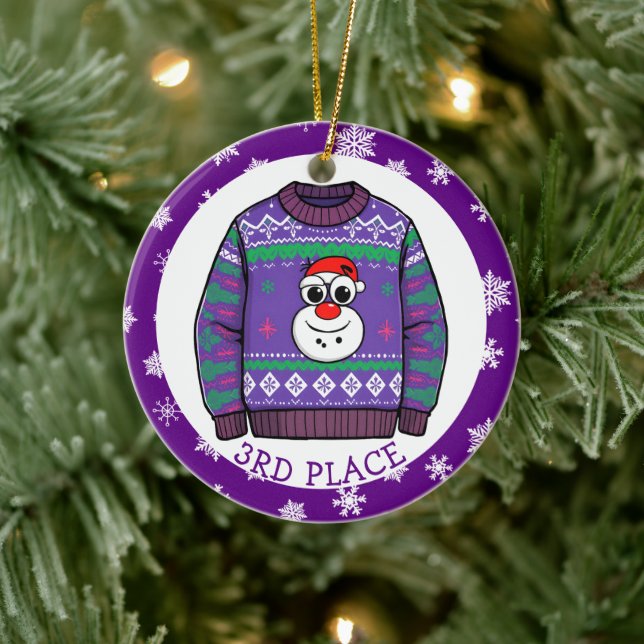 Third Place Ugly Sweater Winner Christmas Ceramic Tree Decoration (Tree)