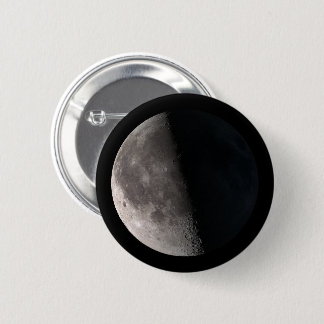 Third quarter phase moon 6 cm round badge (Front & Back)