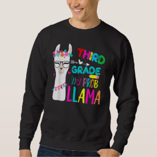 Third Team 3rd Grade Teacher Rainbow No Prob Llama Sweatshirt