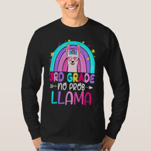 Third Team 3rd Grade Teacher Rainbow No Prob Llama T-Shirt