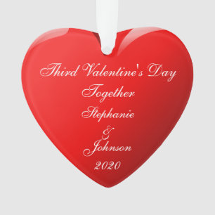 Third Valentine's Day Together Names Heart Red Ornament