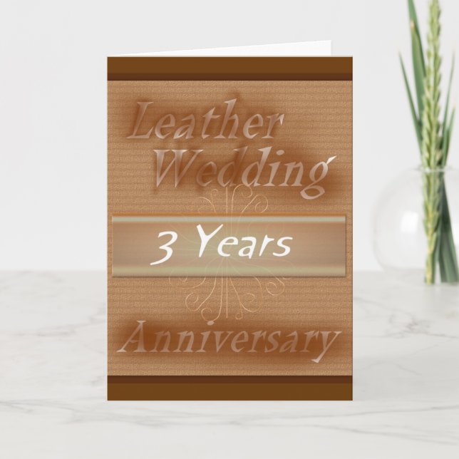 Third Wedding Anniversary ~ Leather Card (Front)