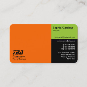 Thirds - Orange, Martian Green and Black Business Card