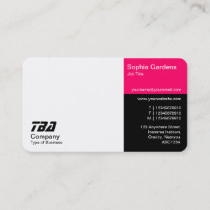 Thirds - White, Neon Red and Black Business Card