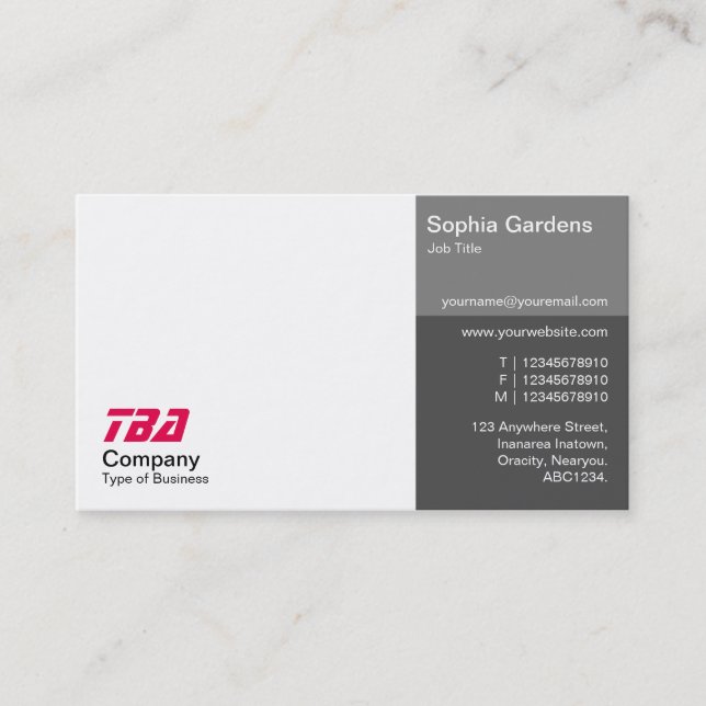 Thirds - White with Shades of Grey Business Card (Front)