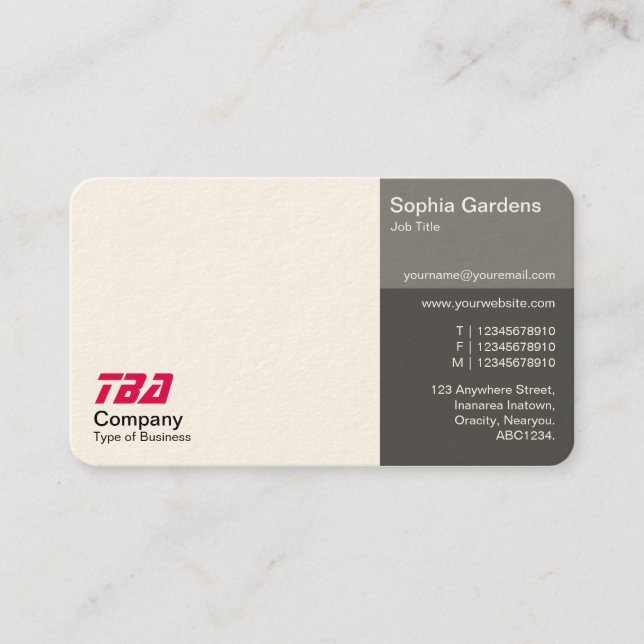 Thirds - White with Shades of Grey (Cream) Business Card (Front)