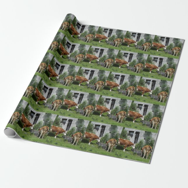 Thirsty Fleckvieh Wrapping Paper (Unrolled)
