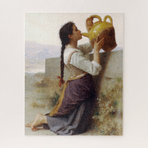 Thirsty Girl Drinking from a Jug (Rural Landscape) Jigsaw Puzzle
