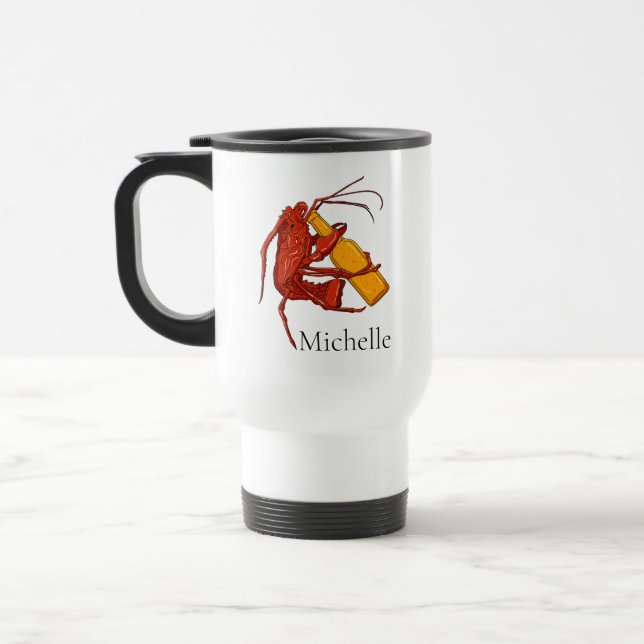 Thirsty Lobster Funny Craft Beer Personalised Travel Mug (Left)