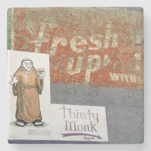 Thirsty Monk,Asheville North Carolina, Marble Ston Stone Coaster