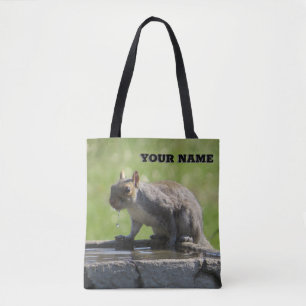 Thirsty Squirrel with your name Tote Bag