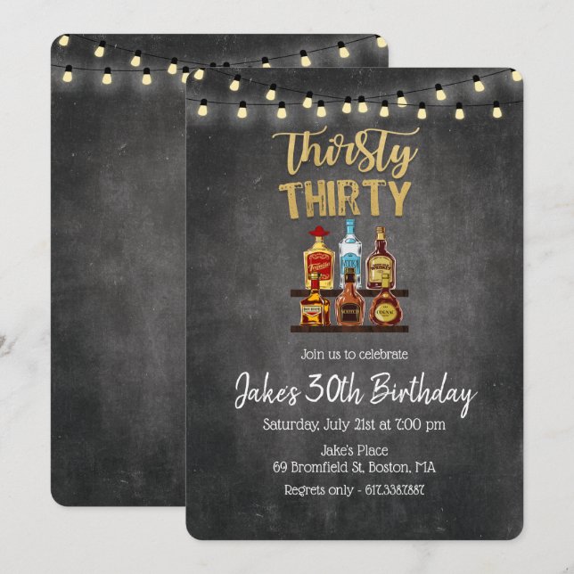 Thirsty Thirty Birthday Invitation (Front/Back)