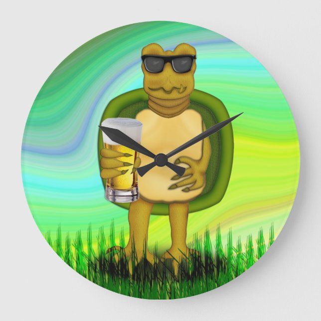 Thirsty Turtle Large Clock (Front)