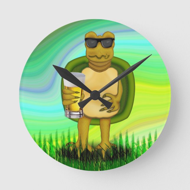 Thirsty Turtle Round Clock (Front)