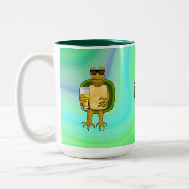 Thirsty Turtle Two-Tone Coffee Mug (Left)