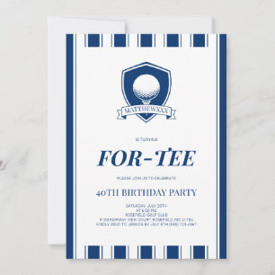Thirtee Elegant Blue Men Golf 40th Birthday Party Invitation
