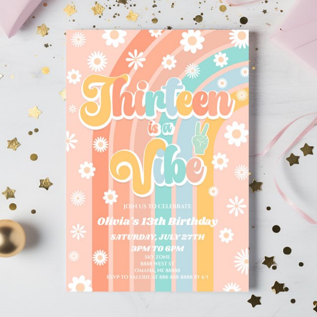 Thirteen Is A Vibe Daisy 13th Birthday Party Invitation (Creator Uploaded)