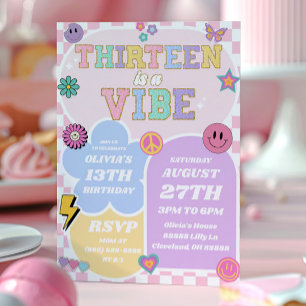 Thirteen Is A Vibe Patch 13th Birthday Party Invitation