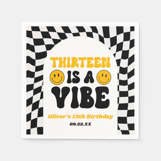 Thirteen Is A Vibe Retro 13th Birthday Party Napkin (Front)