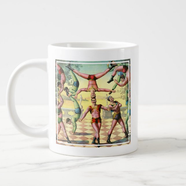 Thirteen Men Doing Acrobatics Large Coffee Mug (Left)