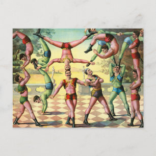 Thirteen Men Doing Acrobatics Postcard