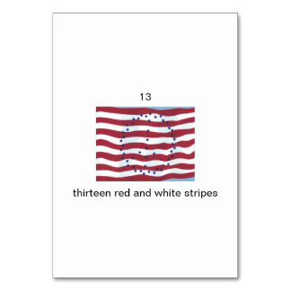 Thirteen red and white stripes number flashcards table number