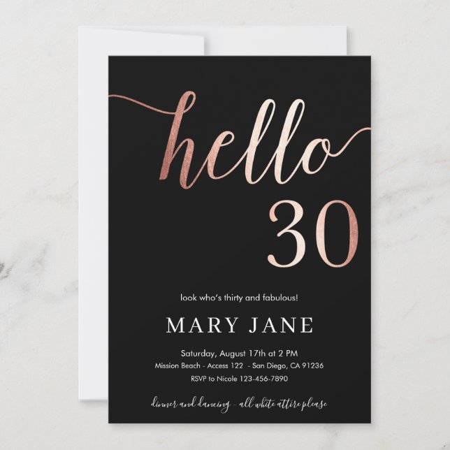 Thirtieth birthday invitation, 30th birthday invitation (Front)