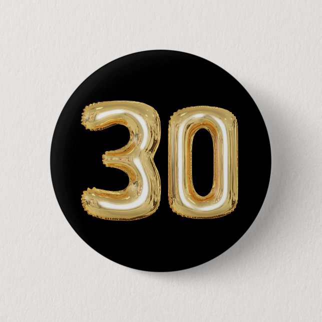 Thirty 30th birthday button gold foil balloons (Front)