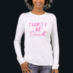 THIRTY AF Funny 30th Birthday Pink<br><div class="desc">Celebrate turning 30 with bold confidence and a splash of sass. This custom “THIRTY AF” t-shirt features your name in playful pink script beneath the statement slogan — a fun and fabulous design perfect for brunches, birthday trips, or low-key nights with your favourite people. Soft, flattering, and unforgettable, this tee...</div>