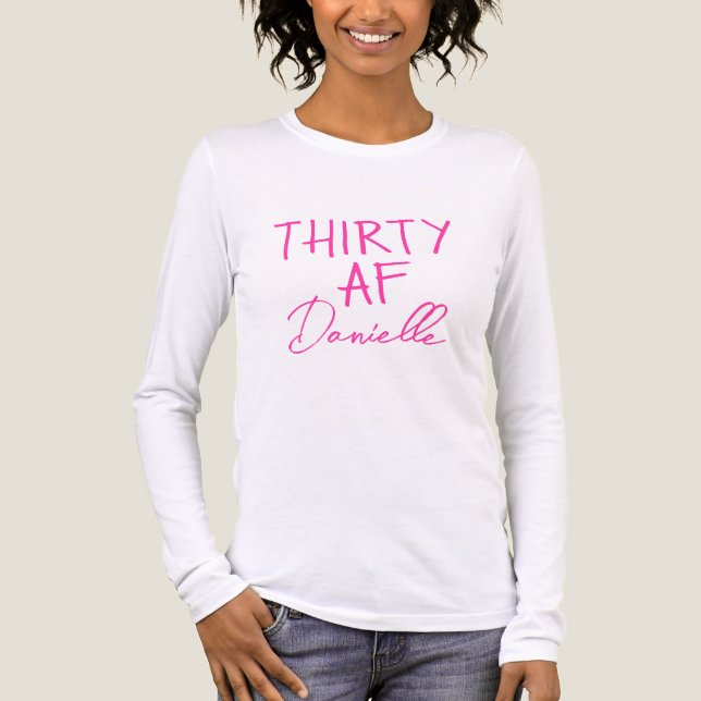 THIRTY AF Funny 30th Birthday Pink Tri-Blend Shirt (Front)