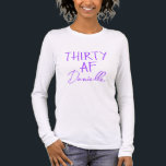 THIRTY AF Funny 30th Birthday Purple<br><div class="desc">Make your 30th birthday unforgettable with this personalised “THIRTY AF” t-shirt in a bold purple print. Featuring your name in stylish script beneath the statement design, this tee is perfect for brunch celebrations, photo ops, or just owning your milestone in full confidence. Soft, flattering, and made to be noticed, it’s...</div>