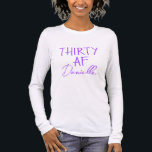 THIRTY AF Funny 30th Birthday Purple Tri-Blend Shirt<br><div class="desc">Make your 30th birthday unforgettable with this personalised “THIRTY AF” t-shirt in a bold purple print. Featuring your name in stylish script beneath the statement design, this tee is perfect for brunch celebrations, photo ops, or just owning your milestone in full confidence. Soft, flattering, and made to be noticed, it’s...</div>